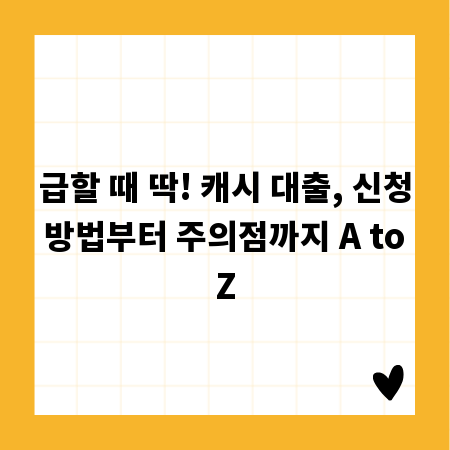 급할 때 딱! 캐시 대출, 신청 방법부터 주의점까지 A to Z