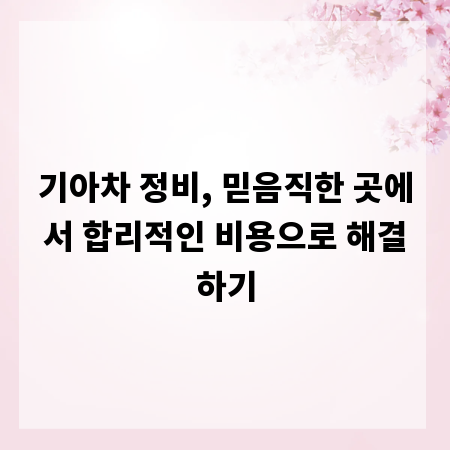 기아차 정비, 믿음직한 곳에서 합리적인 비용으로 해결하기