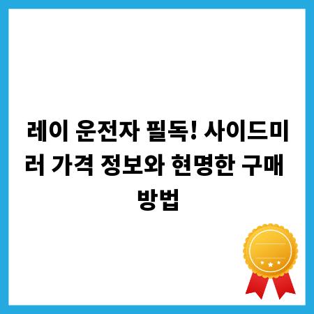 레이 운전자 필독! 사이드미러 가격 정보와 현명한 구매 방법