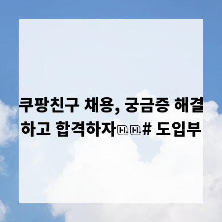쿠팡친구 채용, 궁금증 해결하고 합격하자
# 도입부