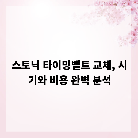 스토닉 타이밍벨트 교체, 시기와 비용 완벽 분석