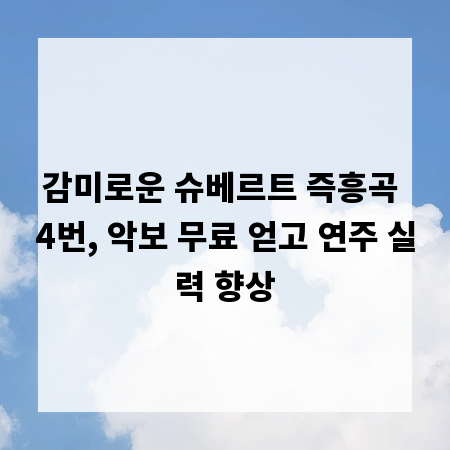 감미로운 슈베르트 즉흥곡 4번, 악보 무료 얻고 연주 실력 향상