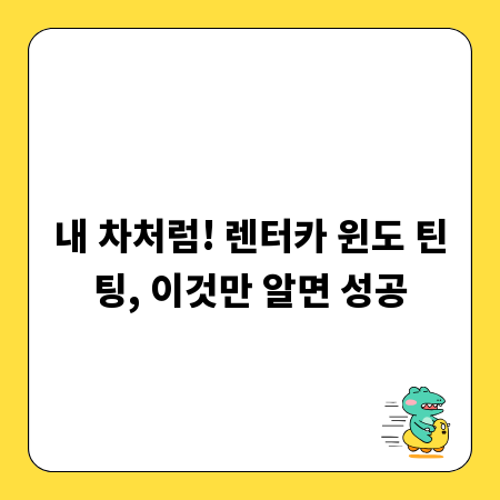 내 차처럼! 렌터카 윈도 틴팅, 이것만 알면 성공
