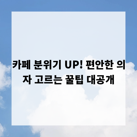 카페 분위기 UP! 편안한 의자 고르는 꿀팁 대공개
