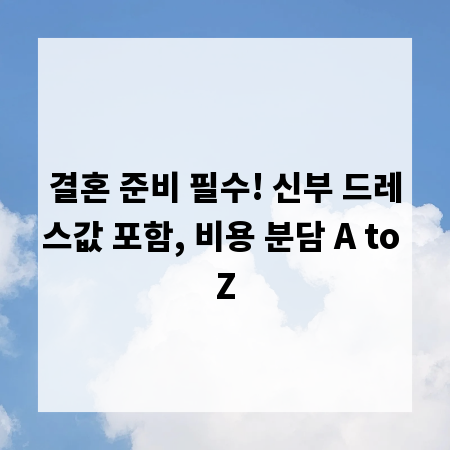 결혼 준비 필수! 신부 드레스값 포함, 비용 분담 A to Z