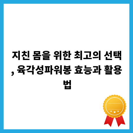 지친 몸을 위한 최고의 선택, 육각성파워봉 효능과 활용법