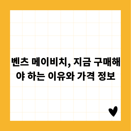 벤츠 메이비치, 지금 구매해야 하는 이유와 가격 정보