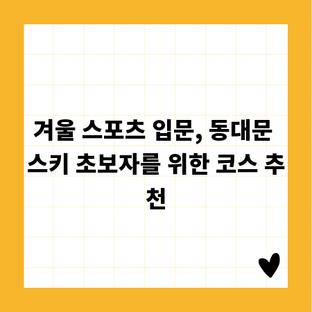 겨울 스포츠 입문, 동대문 스키 초보자를 위한 코스 추천