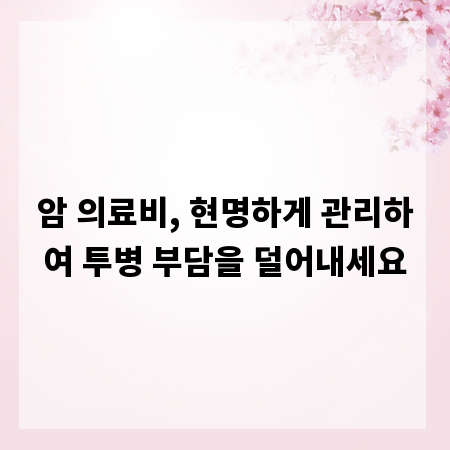 암 의료비, 현명하게 관리하여 투병 부담을 덜어내세요