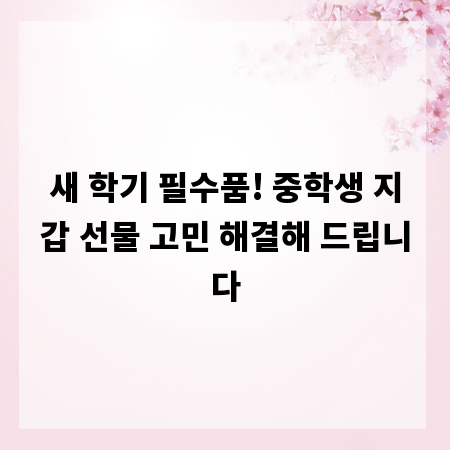 새 학기 필수품! 중학생 지갑 선물 고민 해결해 드립니다