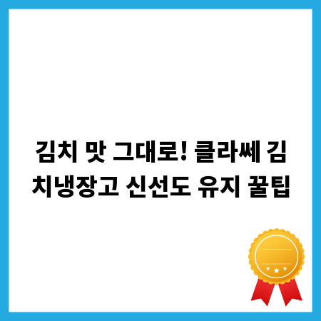 김치 맛 그대로! 클라쎄 김치냉장고 신선도 유지 꿀팁