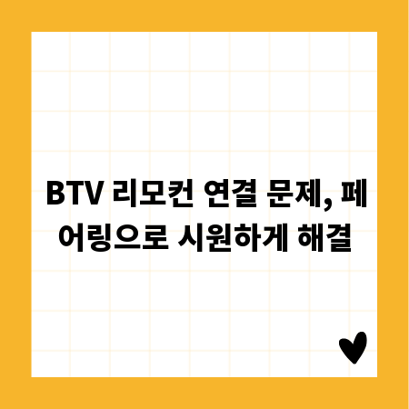 BTV 리모컨 연결 문제, 페어링으로 시원하게 해결