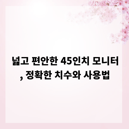 넓고 편안한 45인치 모니터, 정확한 치수와 사용법
