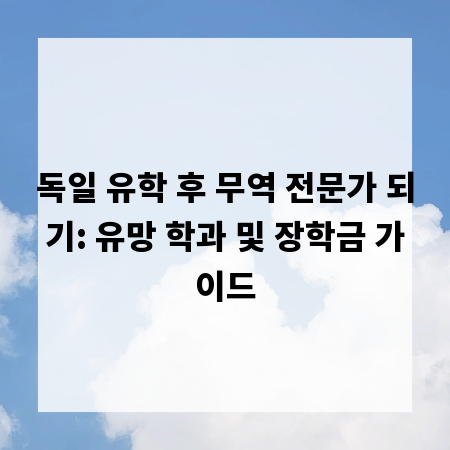 독일 유학 후 무역 전문가 되기: 유망 학과 및 장학금 가이드