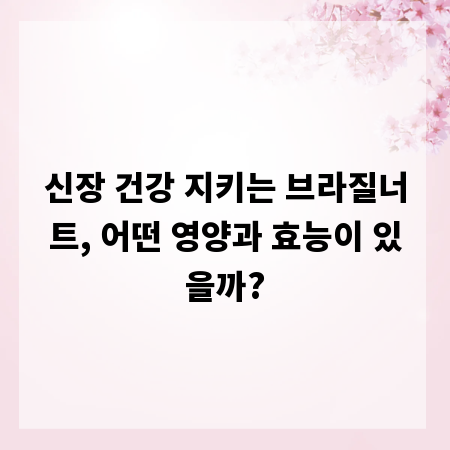 신장 건강 지키는 브라질너트, 어떤 영양과 효능이 있을까?