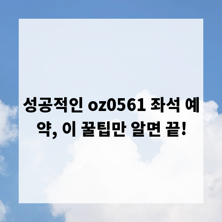 성공적인 oz0561 좌석 예약, 이 꿀팁만 알면 끝!