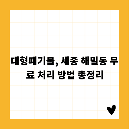 대형폐기물, 세종 해밀동 무료 처리 방법 총정리