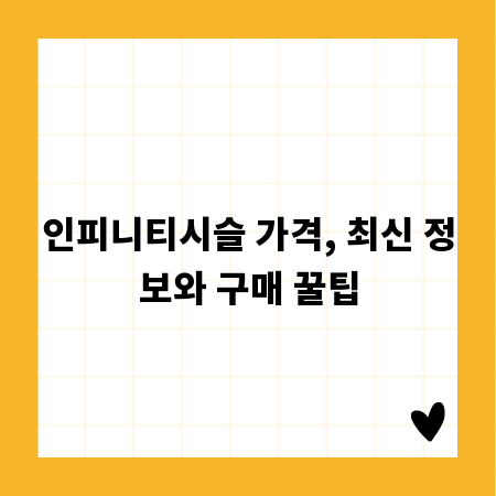 인피니티시슬 가격, 최신 정보와 구매 꿀팁