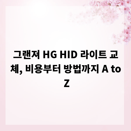 그랜져 HG HID 라이트 교체, 비용부터 방법까지 A to Z