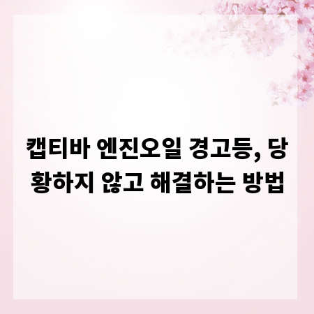 캡티바 엔진오일 경고등, 당황하지 않고 해결하는 방법